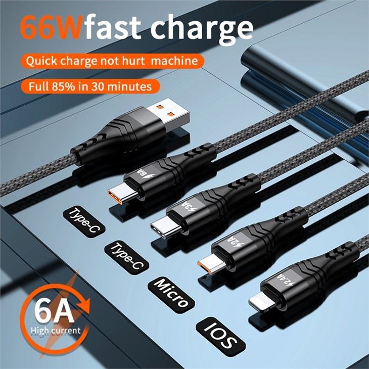 Newest 6A Super-fast 4in1 Multiple Charge Cable